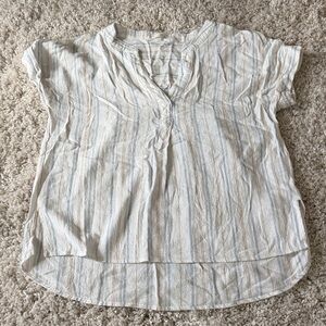 Striped Linen Blend Short-Sleeve Women's Top